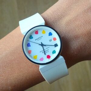 Vintage Awatch Swiss Armitron Paint Palette White Swatch Watch - Needs Battery*